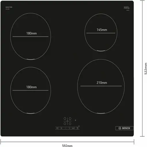 Bosch Serie 4 PUE611BB5E hobs Negro Integrado 60 cm Con placa de inducción 4 zona(