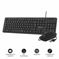 Combo Teclado y Ratón Business Slim Silencioso Con Cable Usb  Negro