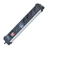 Regleta negra y aluminio, 4 tomas, interruptor 1,5 metros SILVER ELECTRONICS, 1 ud