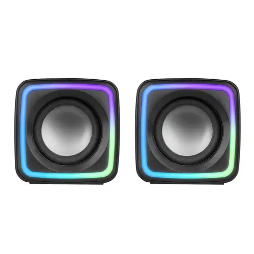 Mars Gaming MSCUBE Negro, Altavoces Gaming RGB Compactos, Procesador Sonido DSP 8W