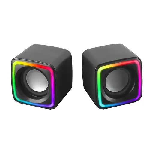 Mars Gaming MSCUBE Negro, Altavoces Gaming RGB Compactos, Procesador Sonido DSP 8W
