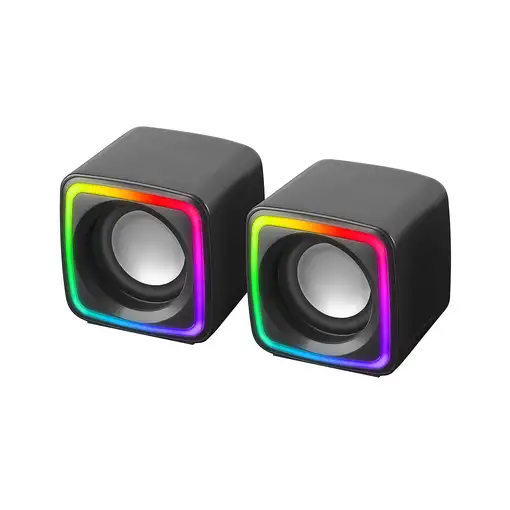 Mars Gaming MSCUBE Negro, Altavoces Gaming RGB Compactos, Procesador Sonido DSP 8W