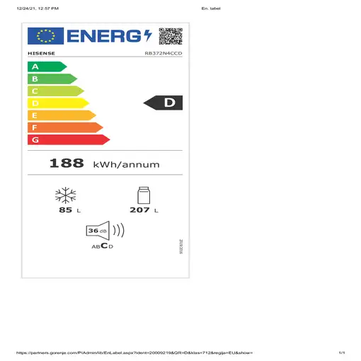 Frigorífico Combi inox, 292 L, 178.5x59.5x60 cm, RB372N4CCD HISENSE