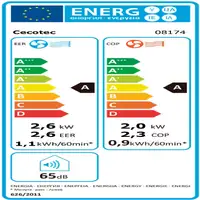 Cecotec 08174 aire acondicionado portátil 65 dB 1010 W Gris