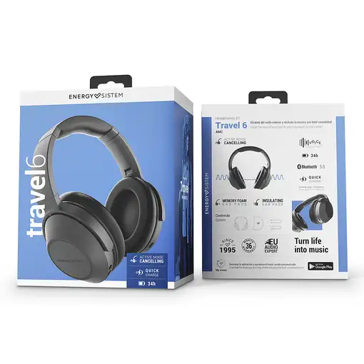 Energy Sistem BT Travel 6 ANC Auriculares Inalámbrico y alámbrico Diadema Llamadas