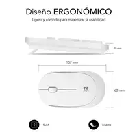 Combo Teclado y Ratón Business Slim Silencioso Inalámbrico 2.4G  Blanco