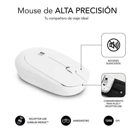 Combo Teclado y Ratón Business Slim Silencioso Inalámbrico 2.4G  Blanco