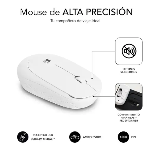 Combo Teclado y Ratón Business Slim Silencioso Inalámbrico 2.4G  Blanco