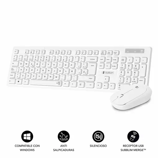 Combo Teclado y Ratón Business Slim Silencioso Inalámbrico 2.4G  Blanco
