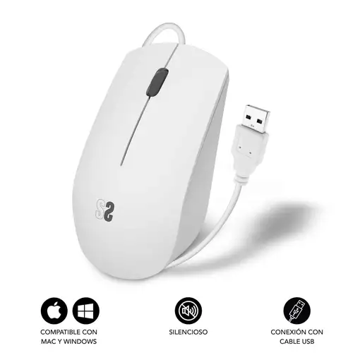 Ratón Business Silencioso Con Cable Usb 1200 Dpi  Blanco