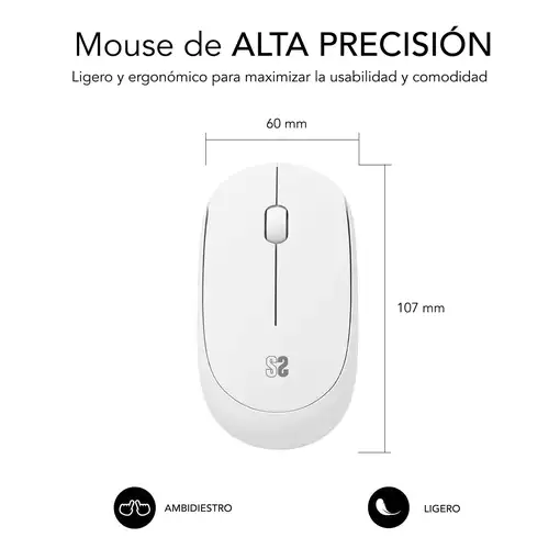Ratón Business Plus Silencioso Inalámbrico 2.4G  Blanco