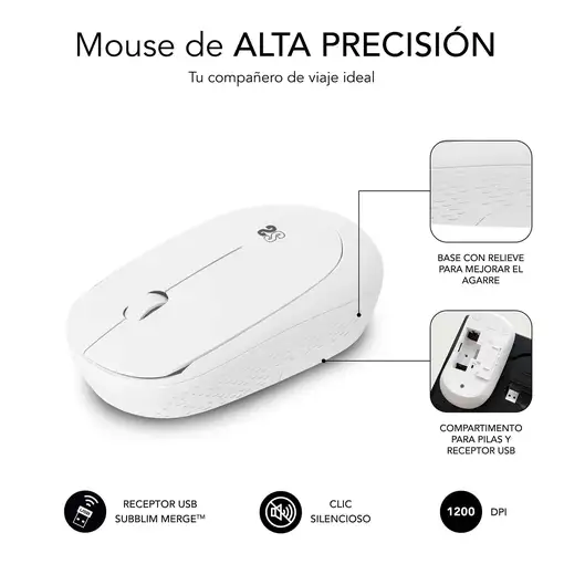 Ratón Business Plus Silencioso Inalámbrico 2.4G  Blanco