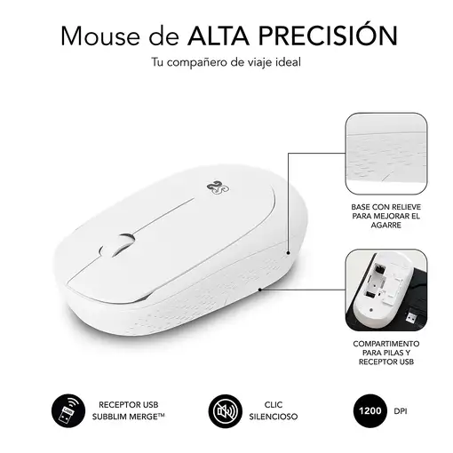 Ratón Business Plus Silencioso Inalámbrico 2.4G  Blanco