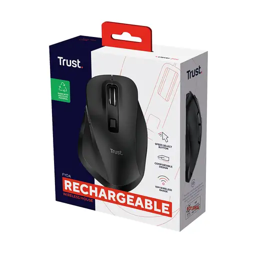 Trust Fyda ratón Oficina mano derecha RF Wireless + USB Type-A Óptico 2400 DPI