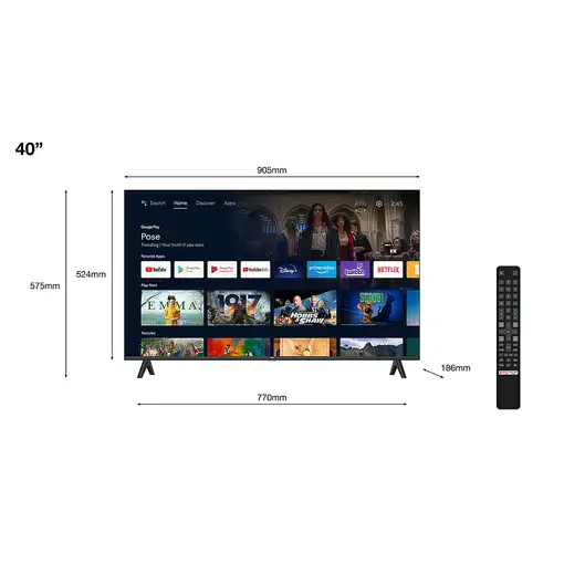 TCL S54 40S5400A Televisor 101,6 cm (40\) Full HD Smart TV Wifi Plata
