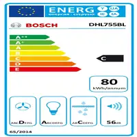 Bosch Serie 4 DHL755BL campana Encastrada Plata C 610 m³/h