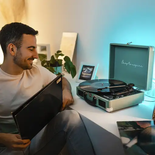 Tocadiscos Bluetooth VC400 PRIXTON Reproductor y Convertidor de Vinilos - Mint