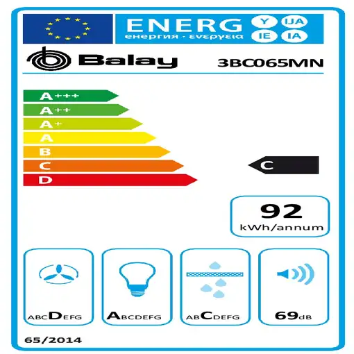Balay 3BC065MN campana De pared Negro 319 m³/h