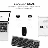 Teclado Con Ratón Bluetooth + 2.4G Combo Dual Prestige Extendido  Gris Negro