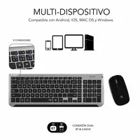 Teclado Con Ratón Bluetooth + 2.4G Combo Dual Prestige Extendido  Gris Negro