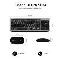 Teclado Con Ratón Bluetooth + 2.4G Combo Dual Prestige Extendido  Gris Negro