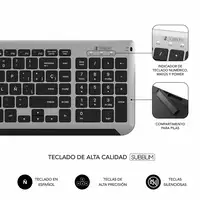 Teclado Con Ratón Bluetooth + 2.4G Combo Dual Prestige Extendido  Gris Negro