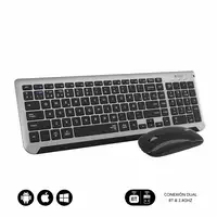 Teclado Con Ratón Bluetooth + 2.4G Combo Dual Prestige Extendido  Gris Negro