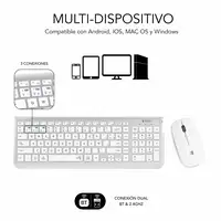 Teclado Con Ratón Bluetooth + 2.4G Combo Dual Prestige Extendido  Blanco Plata