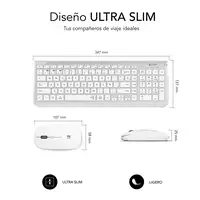 Teclado Con Ratón Bluetooth + 2.4G Combo Dual Prestige Extendido  Blanco Plata