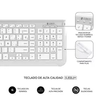 Teclado Con Ratón Bluetooth + 2.4G Combo Dual Prestige Extendido  Blanco Plata