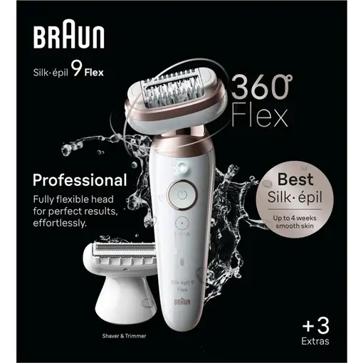 Braun Silk-épil 9 Flex 9-030 3D 40 pinzas Rosa, Blanco