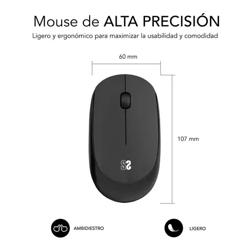 Pack Alfombrilla Xl y Ratón Inalámbrico Harmony Negro