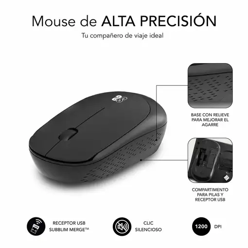 Pack Alfombrilla Xl y Ratón Inalámbrico Harmony Negro
