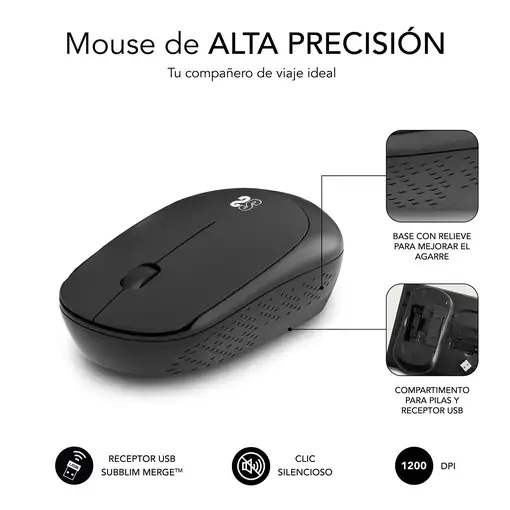 Pack Alfombrilla Xl y Ratón Inalámbrico Harmony Negro