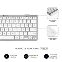 Teclado Con Ratón Bluetooth + 2.4G Combo Multidispositivo Compacto  Blanco Plata
