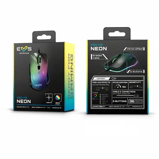 Energy Sistem ESG M3 Neon ratón Juego mano derecha USB tipo A Óptico 7200 DPI