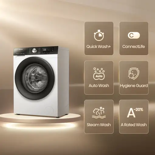 Hisense WD3S8043BT3 lavadora-secadora Independiente Carga frontal Titanio D