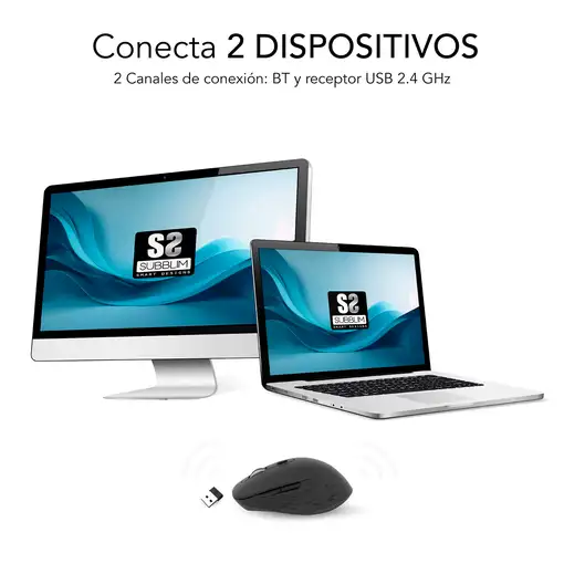 Ratón Curve Ergo Dual Mouse Batería Negro