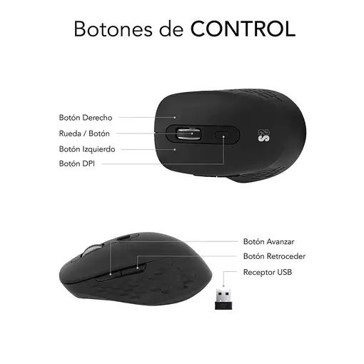 Ratón Curve Ergo Dual Mouse Batería Negro