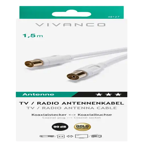 Vivanco 48/20 15GW cable coaxial 1,5 m IEC Blanco