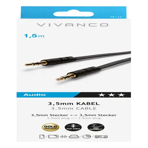 Vivanco 46/10 15FG cable de audio 1,5 m 3,5mm Negro