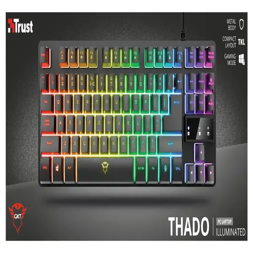 Trust GXT 833 Thado teclado Juego USB Español Negro, Plata
