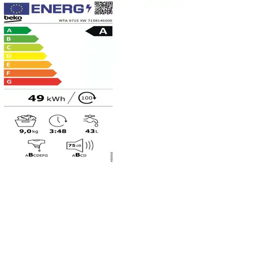 Beko WTA 9715 XW lavadora Carga frontal 9 kg 1400 RPM Blanco