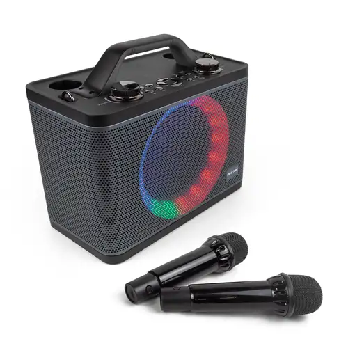 Karaoke Portátil PartyGo PRIXTON - 2 Micrófonos - Bluetooth, USB, Aux - Luz LED
