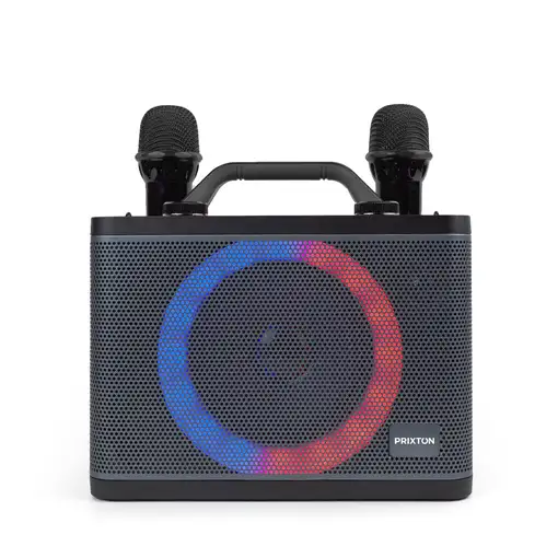 Karaoke Portátil PartyGo PRIXTON - 2 Micrófonos - Bluetooth, USB, Aux - Luz LED