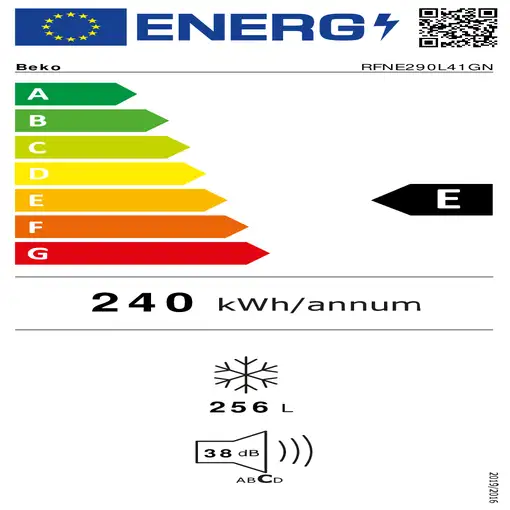Beko RFNE290L41GN congelador Congelador vertical Independiente 256 L E Gris