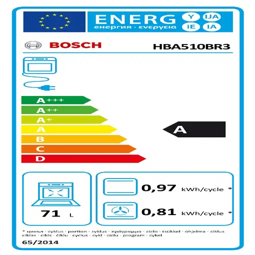 Horno 71 L Negro 66643 HBA510BR3 BOSCH