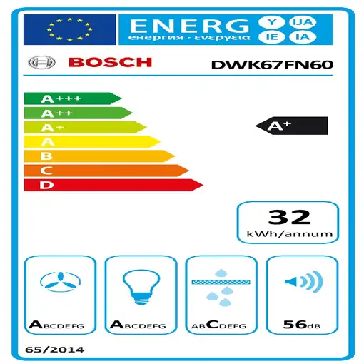 Bosch DWK67FN60 campana De pared Negro 768 m³/h