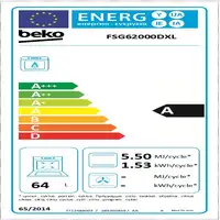 Beko FSG62000DXL cocina Cocina independiente Gas Encimera de gas Acero inoxidable
