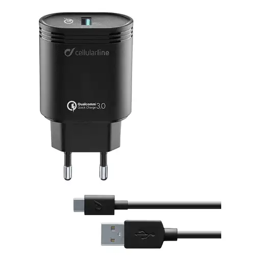 Cellularline USB Charger Kit 18W - USB-C - Huawei, Xiaomi, Wiko, Asus and other sm